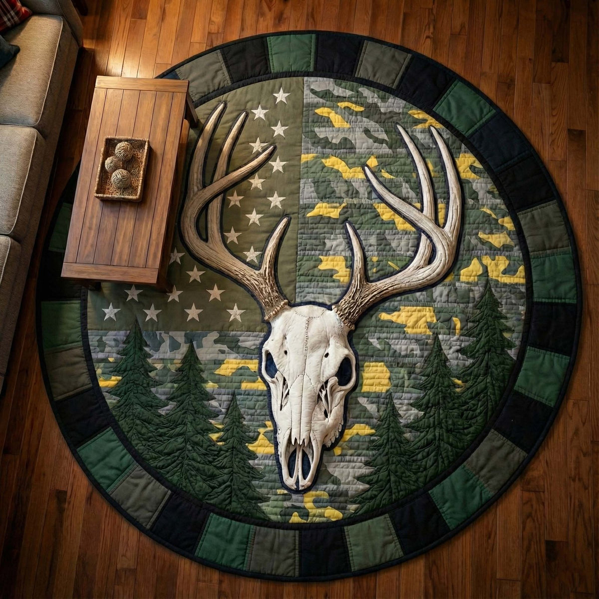 Deer Serenity Round Mat Rug - Nature Design | Serene Home Decor