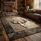 Deer Spirit area rug in a living room