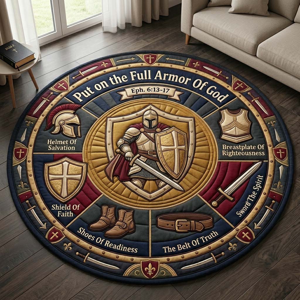 Defender Of Truth Qulited Round Mat Round Mat Rug - washable non-slip printed rug