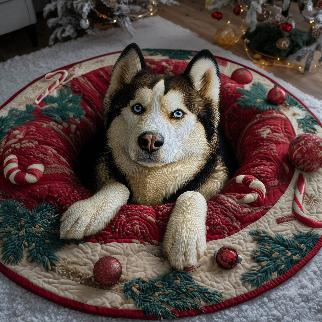 Delightful Husky Round Mat Rug - Nature Design | Serene Home Decor