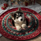 Delightful Husky Round Mat Rug - Nature Design | Serene Home Decor