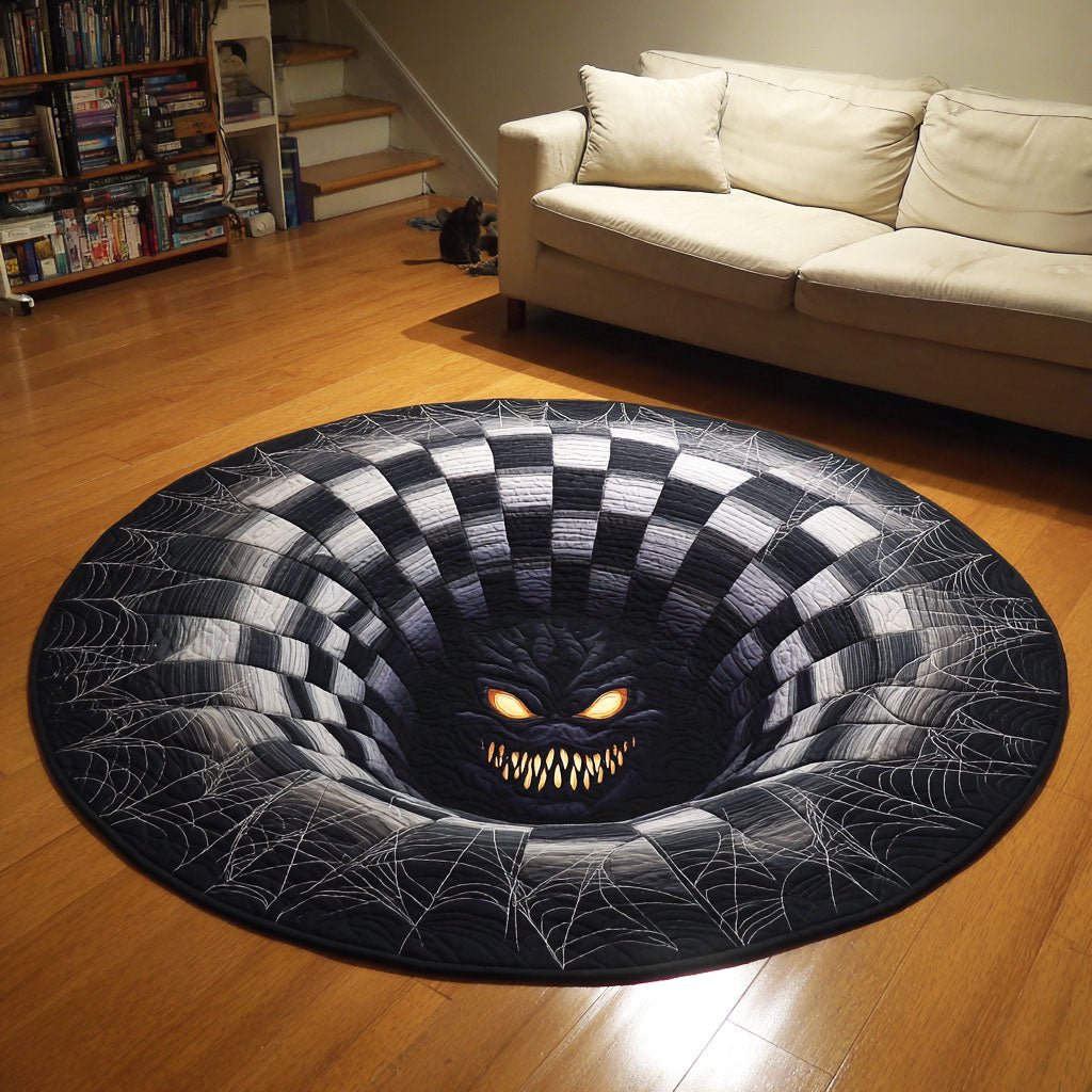 Demon Lurks Deep Round Mat Rug - washable non-slip printed rug