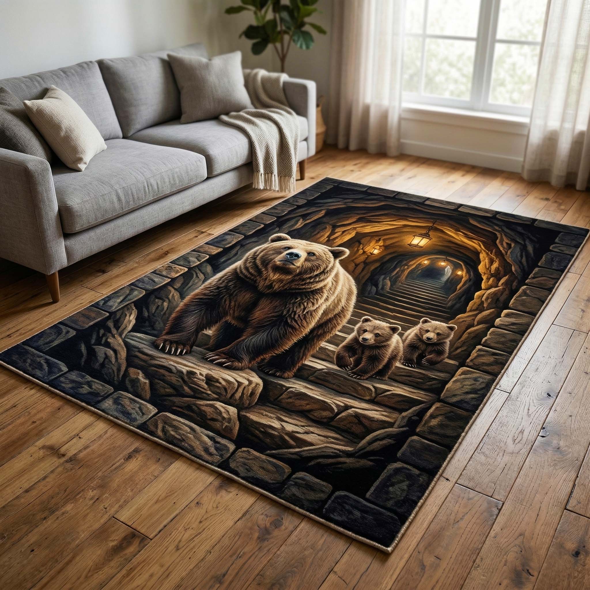 Den Family area rug in a living room