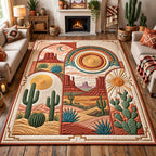 Desert Arch Sunrise area rug in a living room