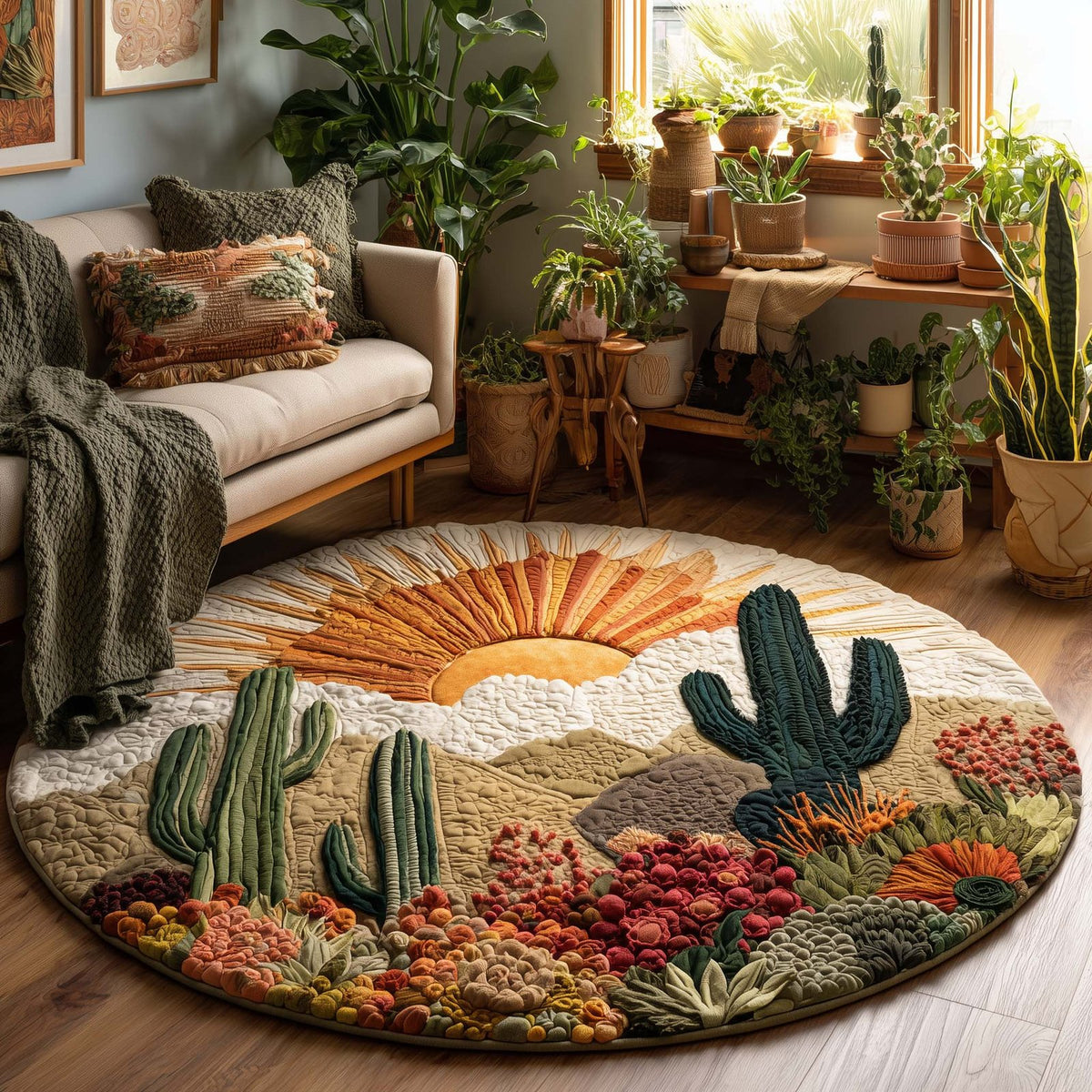 Desert Beauty Round Mat Rug - washable non-slip printed rug