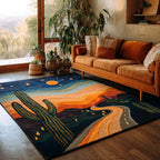Desert Bloom area rug in a living room
