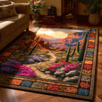Desert Bloom area rug in a living room