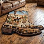 Desert Bloom Custom Shape Area Rug - Nature Design | Die-Cut Non-Slip Rug - washable non-slip printed rug
