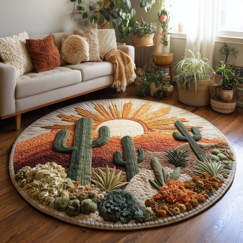Desert Bloom Round Mat Rug - Nature Design | Serene Home Decor