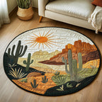 Desert Bloom Round Mat Rug - washable non-slip printed rug
