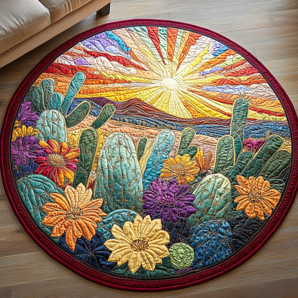 Desert Bloom Round Mat Rug - Nature Design | Serene Home Decor