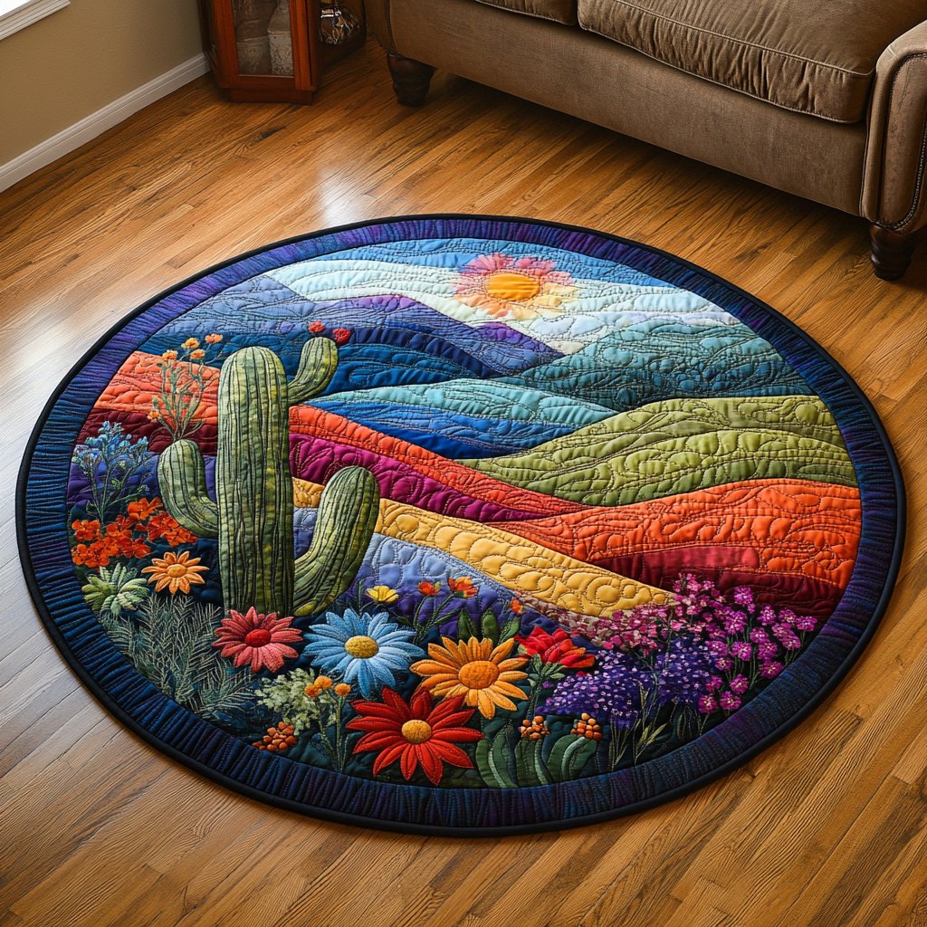 Desert Bloom Round Mat Rug - Nature Design | Serene Home Decor