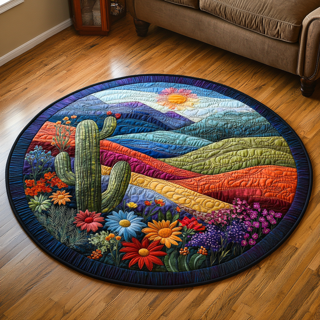 Desert Bloom Round Mat Rug NCU0DV4106