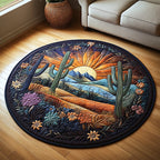 Desert Bloom (Design 2) Round Mat Rug - washable non-slip printed rug