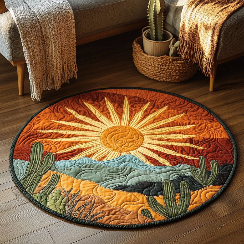 Desert Bloom Round Mat Rug - Nature Design | Serene Home Decor