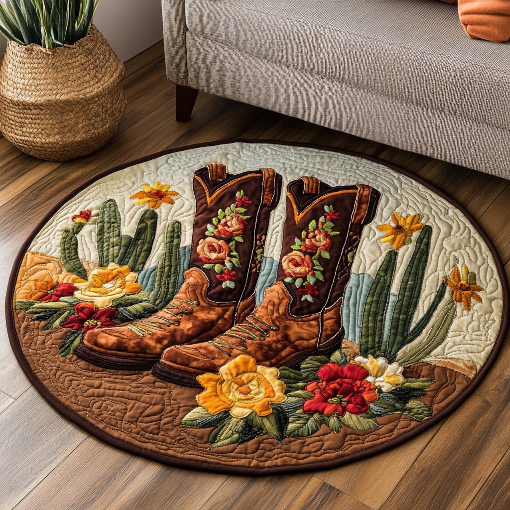 Desert Bloom Round Mat Rug - Nature Design | Serene Home Decor