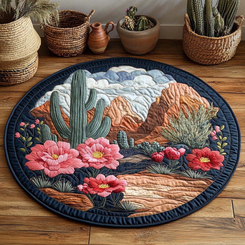 Desert Bloom Round Mat Rug - Nature Design | Serene Home Decor