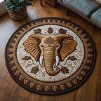 Desert Elephant Round Mat Rug - washable non-slip printed rug