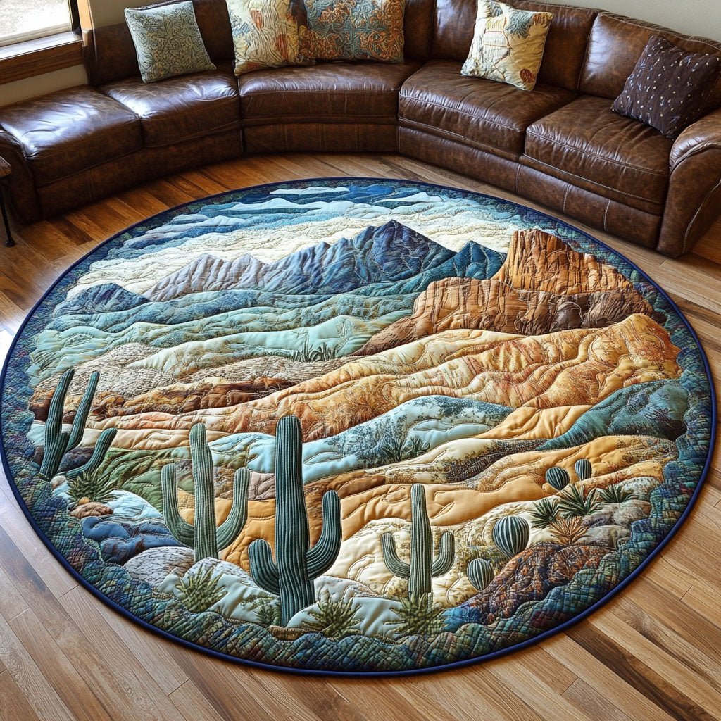Desert Escape Round Mat Rug - washable non-slip printed rug