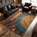 Desert Feather Circle area rug in a living room