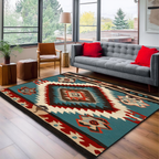 Desert Flame area rug in a living room