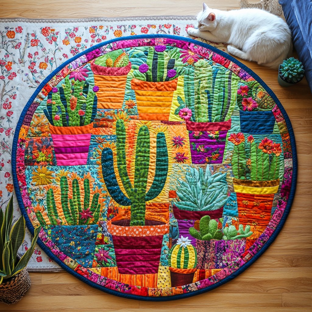 Desert Flora Charm Round Mat Rug - Nature Design | Serene Home Decor