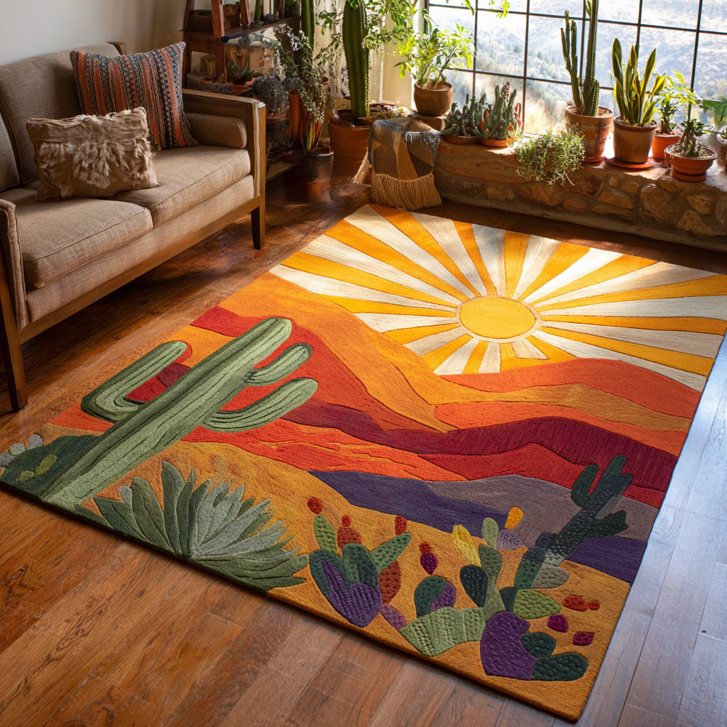 Desert Glow area rug in a living room