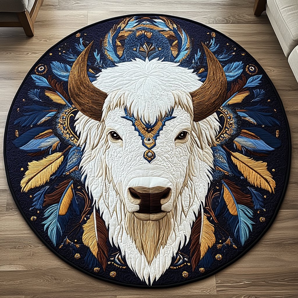 Desert Guardian Round Mat Rug - washable non-slip printed rug