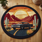 Desert Jewel Round Mat Rug - washable non-slip printed rug