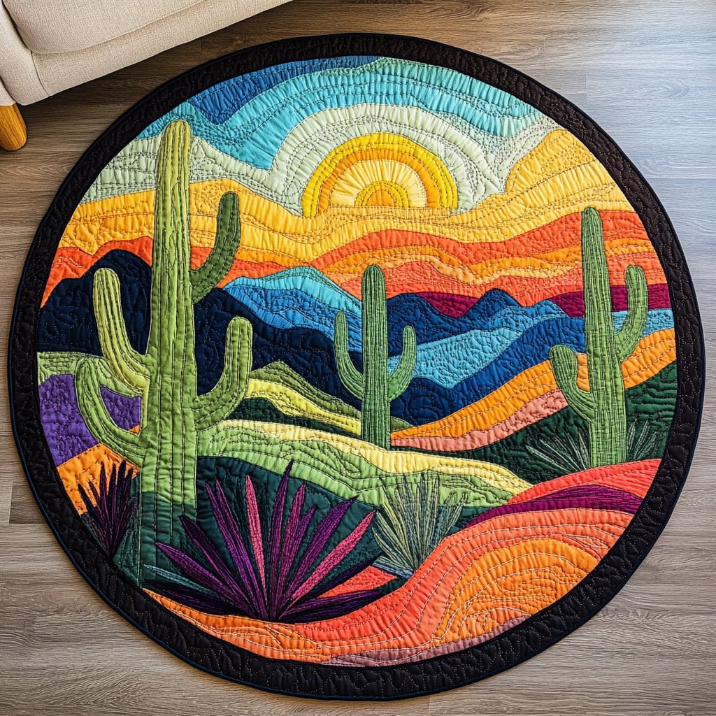 Desert Mirage (Design 2) Round Mat Rug - washable non-slip printed rug