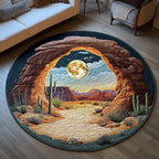 Desert Moon Round Mat Rug - washable non-slip printed rug