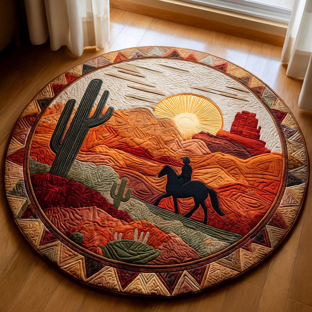Desert Ride Round Mat Rug - washable non-slip printed rug
