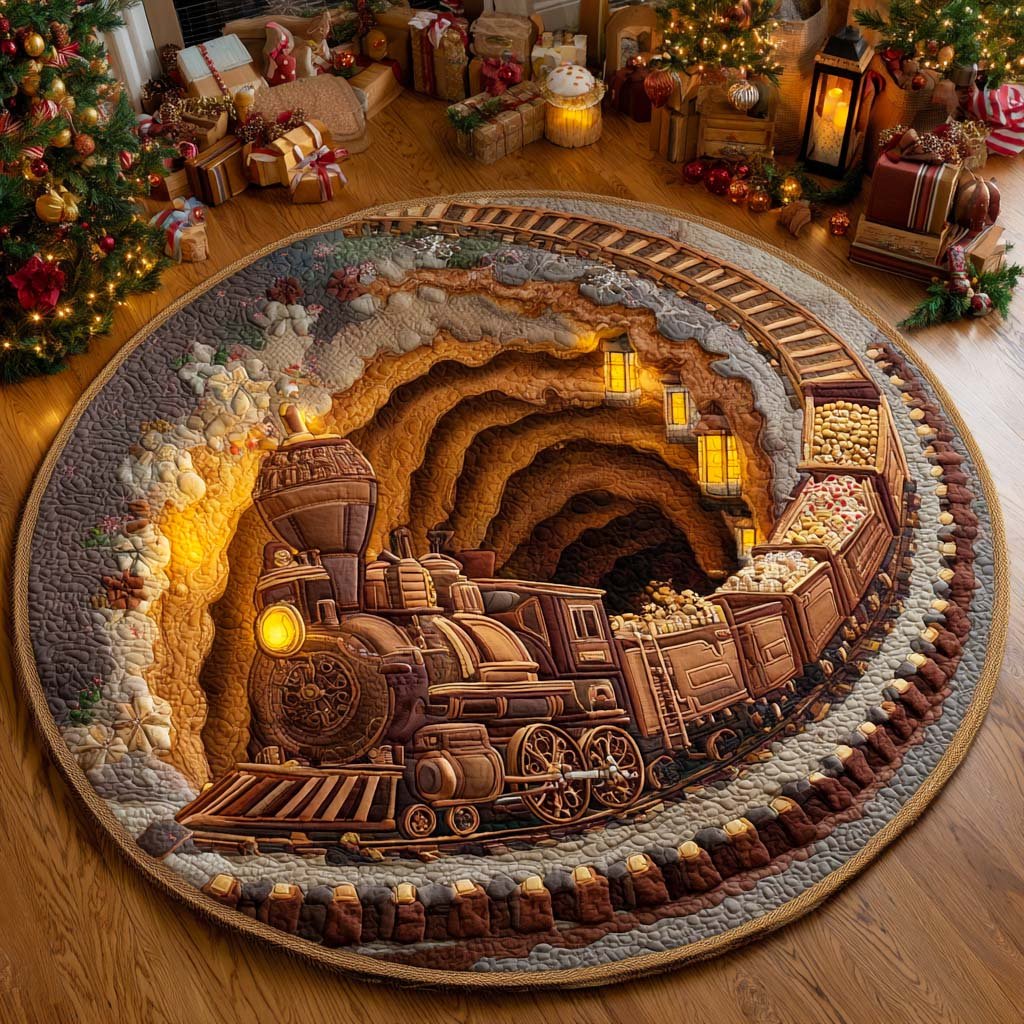 Desert Ridge Railway Round Mat Rug - washable non-slip printed rug