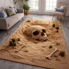 Desert Skull Relic area rug in a living room
