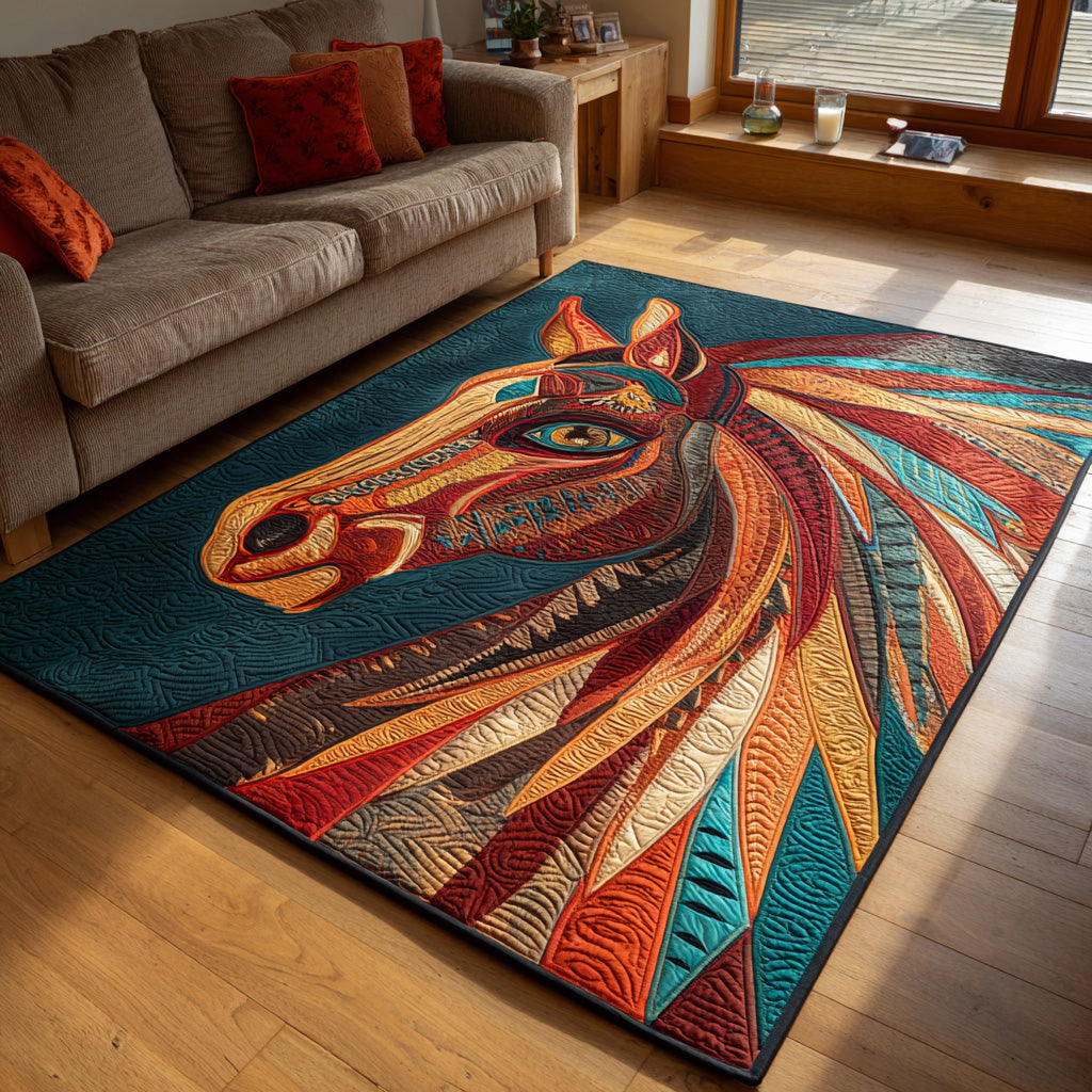 Desert Stallion area rug in a living room