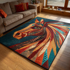 Desert Stallion area rug in a living room