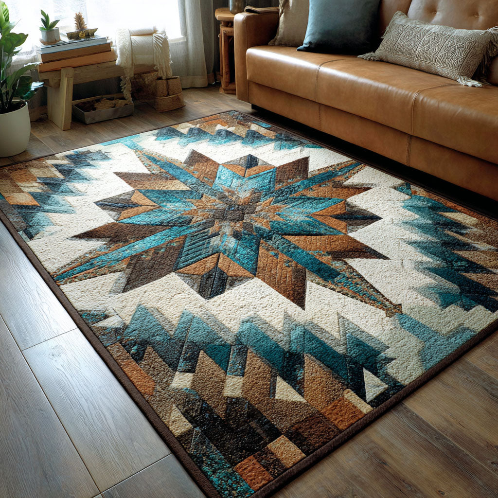 Desert Star area rug in a living room