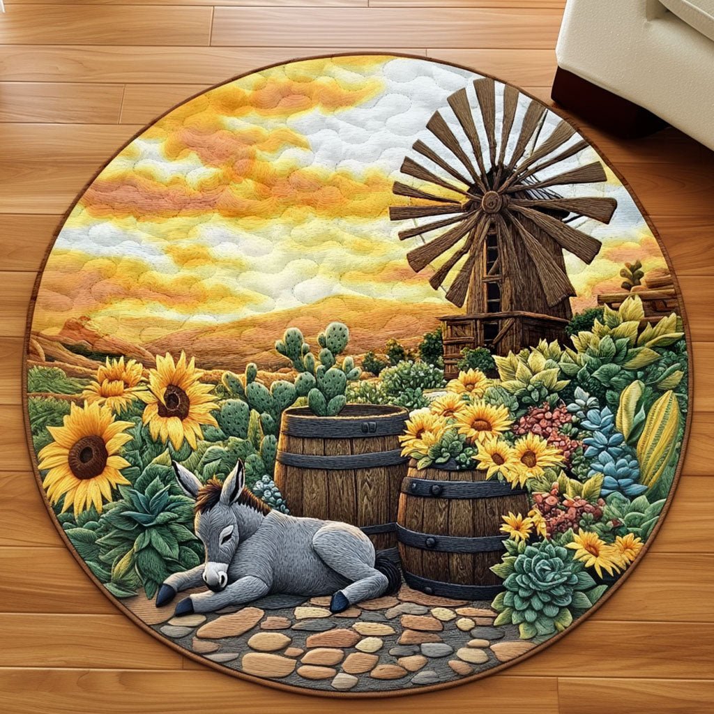 Desert Sunset Nap Round Mat Rug - washable non-slip printed rug