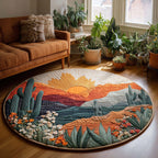 Desert Sunset Round Mat Rug - washable non-slip printed rug