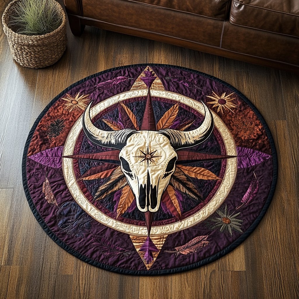Desert Totem Round Mat Rug - washable non-slip printed rug
