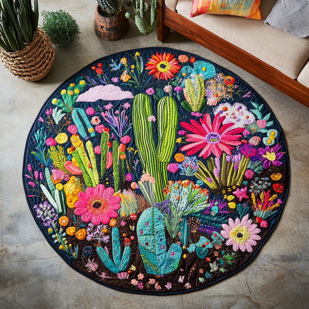 Desert Vibes Retreat Round Mat Rug - washable non-slip printed rug