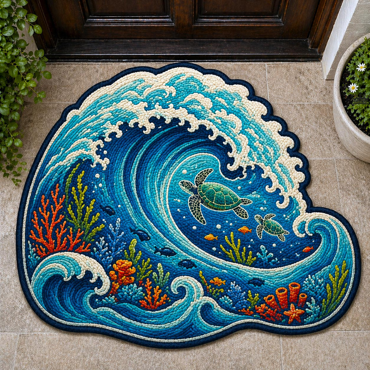 Design 11160 Custom Shape Area Rug - Nature Design | Die-Cut Non-Slip Rug - washable non-slip printed rug