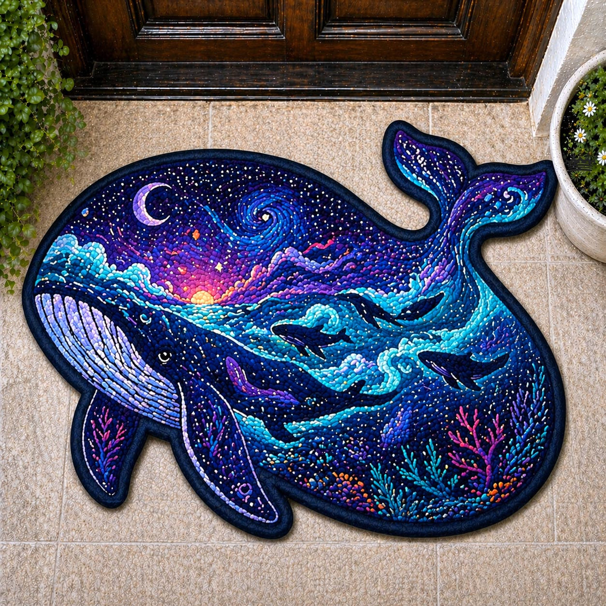 Design 11161 Custom Shape Area Rug - Nature Design | Die-Cut Non-Slip Rug - washable non-slip printed rug