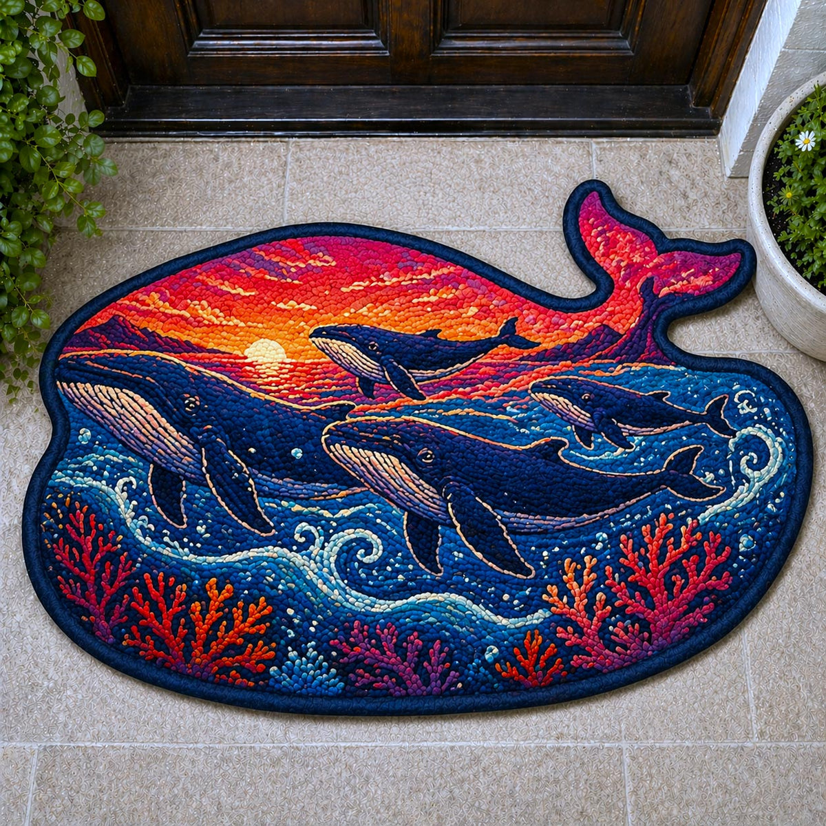 Design 11162 Custom Shape Area Rug - Nature Design | Die-Cut Non-Slip Rug - washable non-slip printed rug