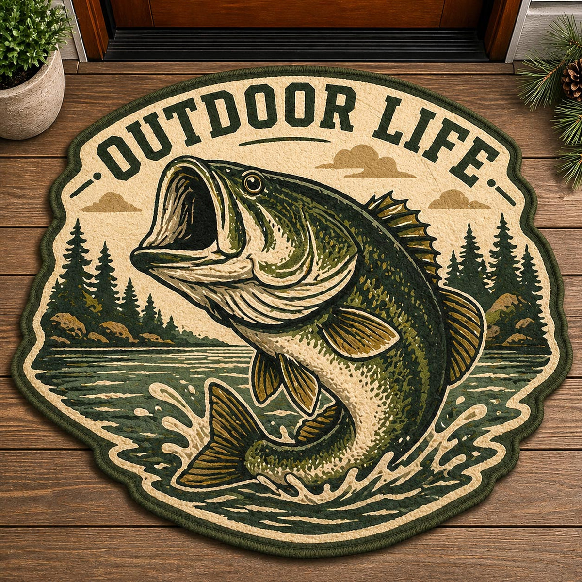 Design 11197 Custom Shape Area Rug - Nature Design | Die-Cut Non-Slip Rug - washable non-slip printed rug