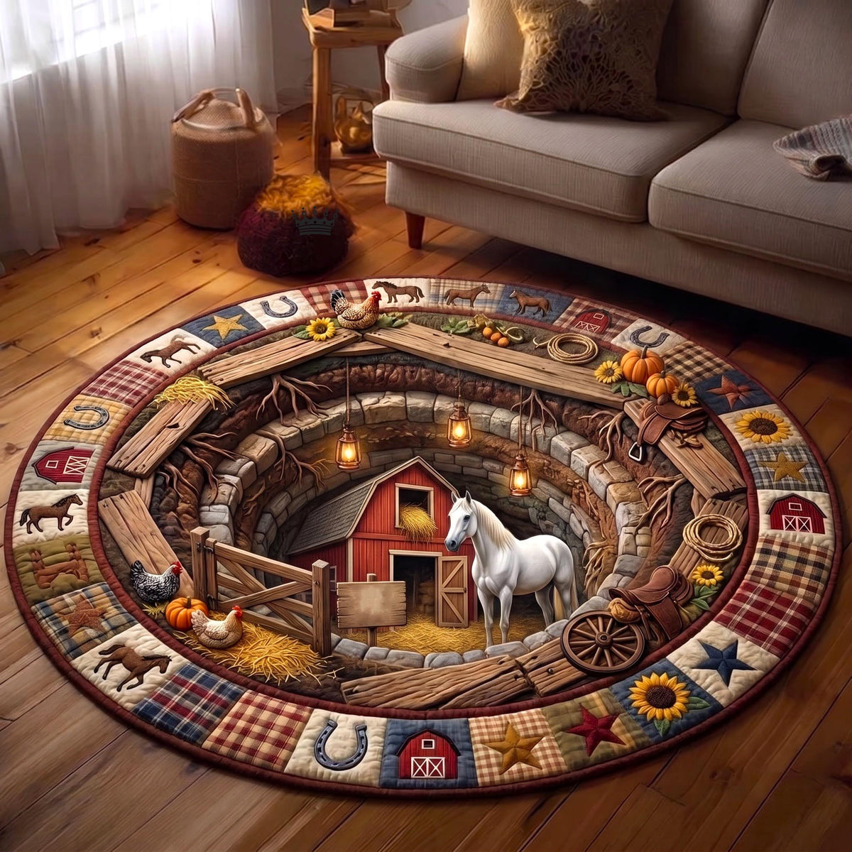 Design 13423 Round Mat Rug - Nature Design | Serene Home Decor (Design 1) - washable non-slip printed rug