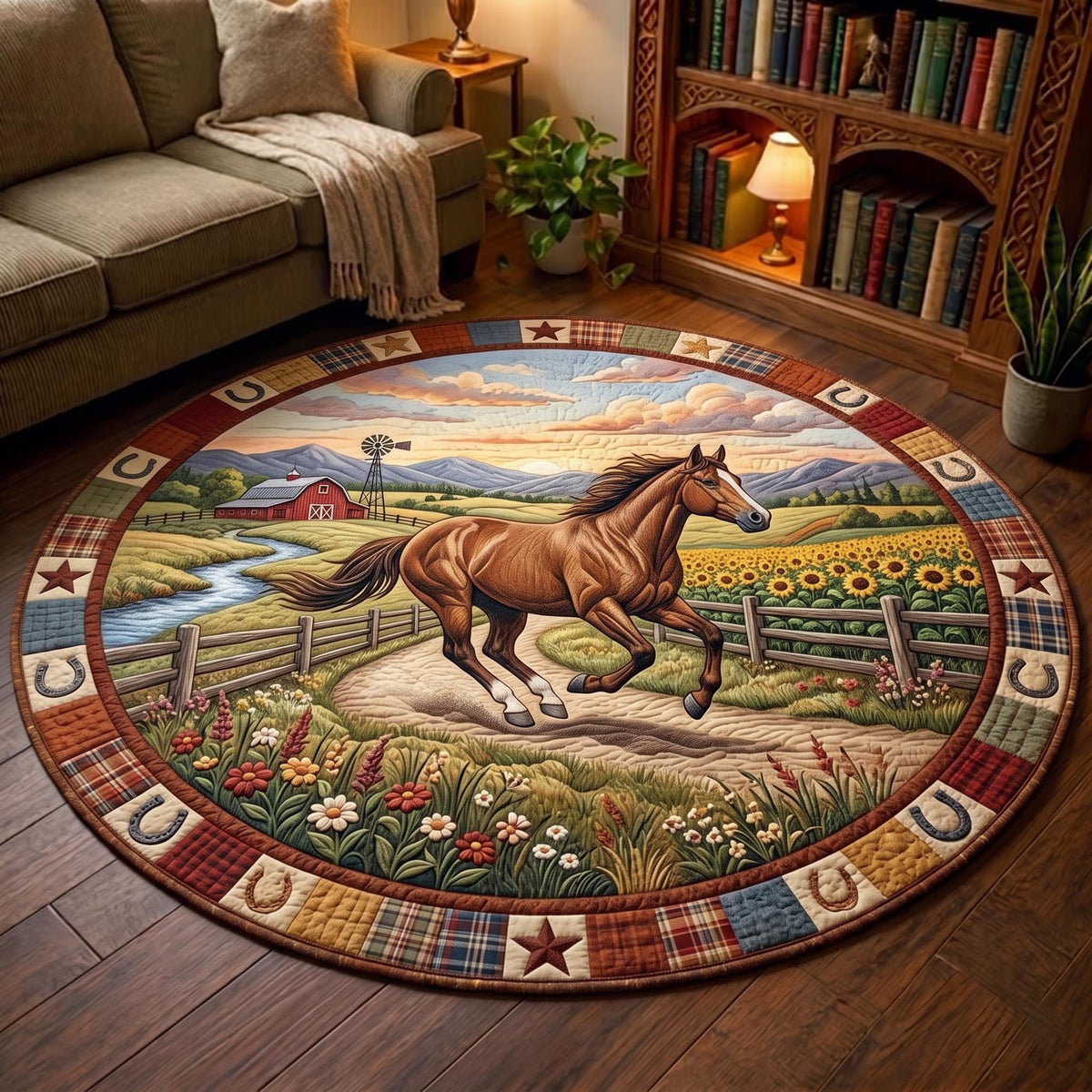 Design 13426 Round Mat Rug - Nature Design | Serene Home Decor (Design 1) - washable non-slip printed rug