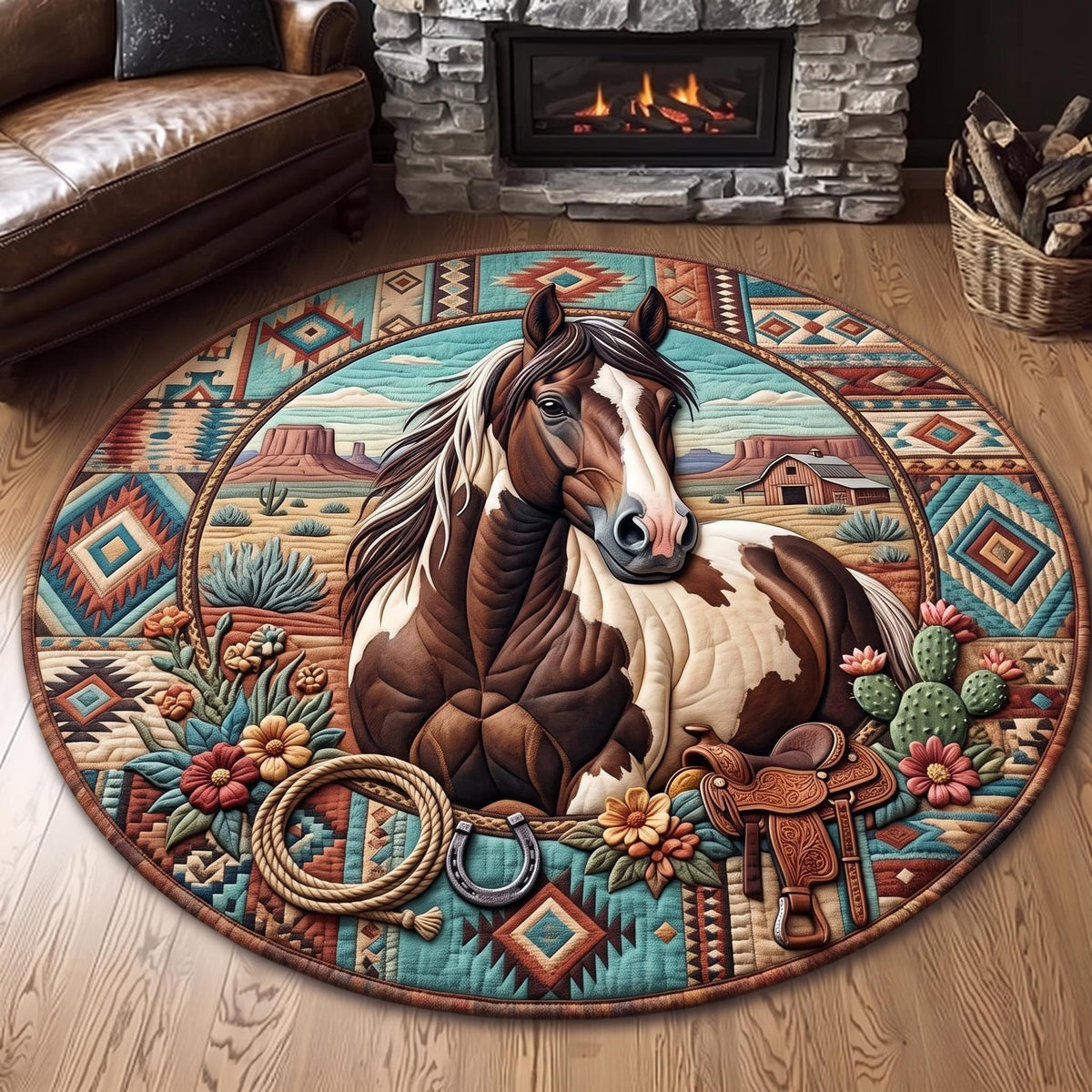 Design 13427 Round Mat Rug - Nature Design | Serene Home Decor (Design 1) - washable non-slip printed rug