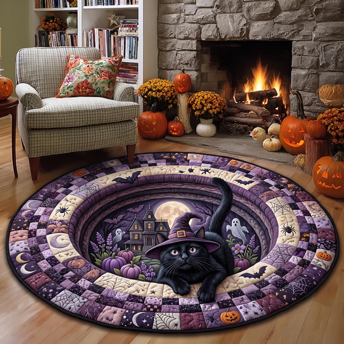 Design 13431 Round Mat Rug - Nature Design | Serene Home Decor (Design 1) - washable non-slip printed rug