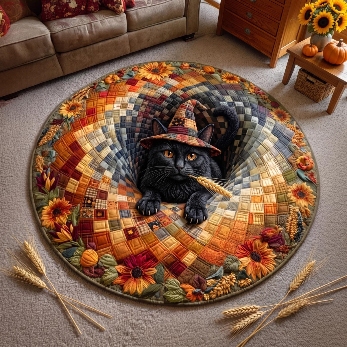 Design 13432 Round Mat Rug - Nature Design | Serene Home Decor (Design 1) - washable non-slip printed rug